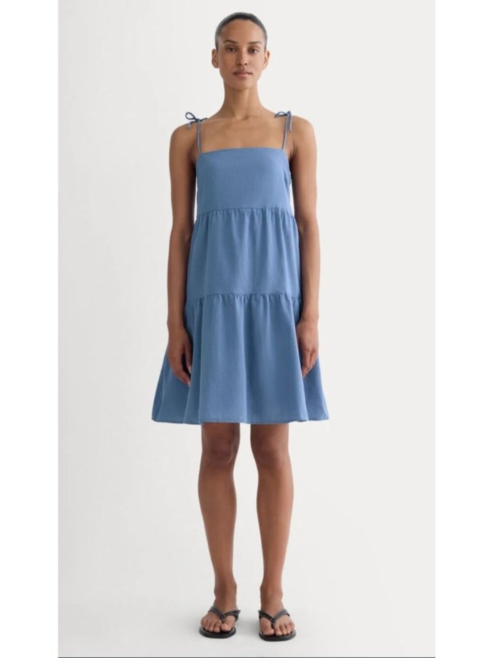 Everlane The Gauze Mini Tiered Dress Women's Size XXS in Soft Cobalt Blue NWT!